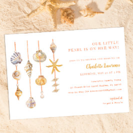 Invitación Watercolor Ocean Little Pearl Baby Shower