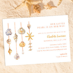 Invitación Watercolor Ocean Little Pearl Baby Shower