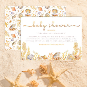 Invitación Watercolor Ocean Little Pearl Baby Shower