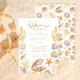 Invitación Watercolor Ocean Little Pearl Baby Shower