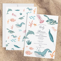 Watercolor Ocean Sea Animals Baby Shower