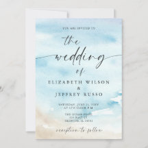 Watercolor Ocean Sea Summer Beach Wedding