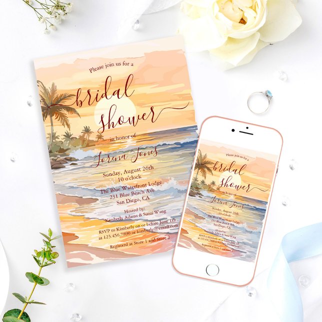 Invitación Watercolor Ocean Seaside Beach Bridal Shower (Subido por el creador)