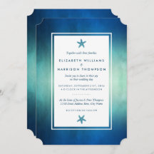Watercolor Ocean Starfish Beach Wedding