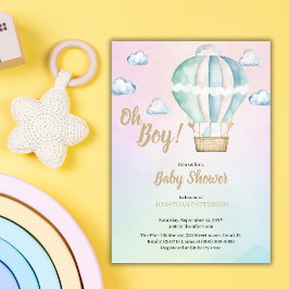 Invitación Watercolor Oh Boy Clouds Baby Shower