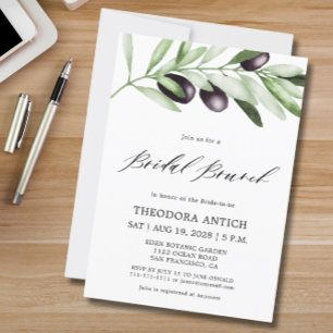 Invitación Watercolor Olive Branches Bridal Brunch