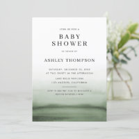 Watercolor Ombre Green Moderno Baby Shower