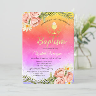 Invitación Watercolor Ombre Paint Splash Baptism