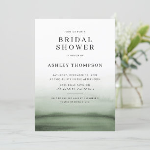 Invitación Watercolor Ombre Verde Moderno Ducha Bridal
