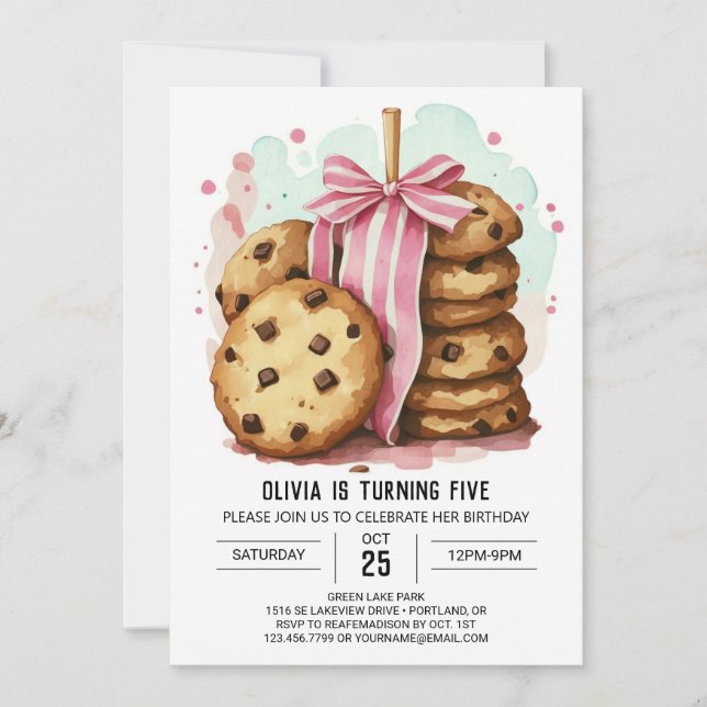 Invitación Watercolor Online Whimsical Cookies Cumpleaños (Anverso)