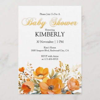 Invitación Watercolor Orange Poppies