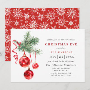 Invitación Watercolor Ornament NAVIDADES de vacaciones EVE