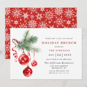 Invitación Watercolor Ornament NAVIDADES HOLIDAY BRUNCH
