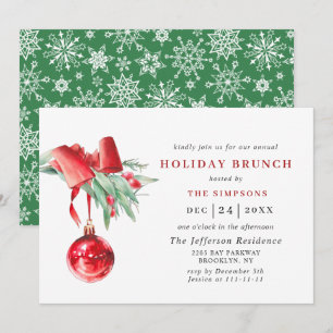 Invitación Watercolor Ornament NAVIDADES HOLIDAY BRUNCH