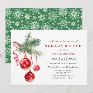 Invitación Watercolor Ornament NAVIDADES HOLIDAY BRUNCH
