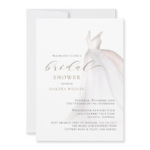 Watercolor Oro Boda Blanco Vestido Británico Ducha