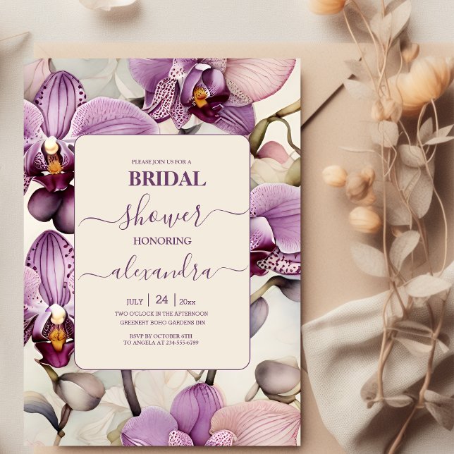 Invitación Watercolor Orquídea Púrpura Ducha De Novias (Subido por el creador)