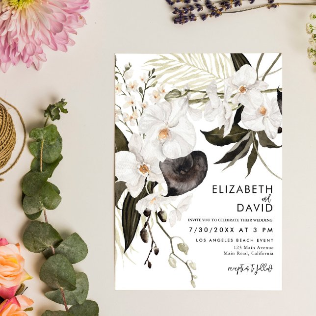 Invitación Watercolor Orquídea Wreath Elegant Wedding (Subido por el creador)