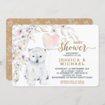 Watercolor Oso Polar Sexo Neutral Baby Shower
