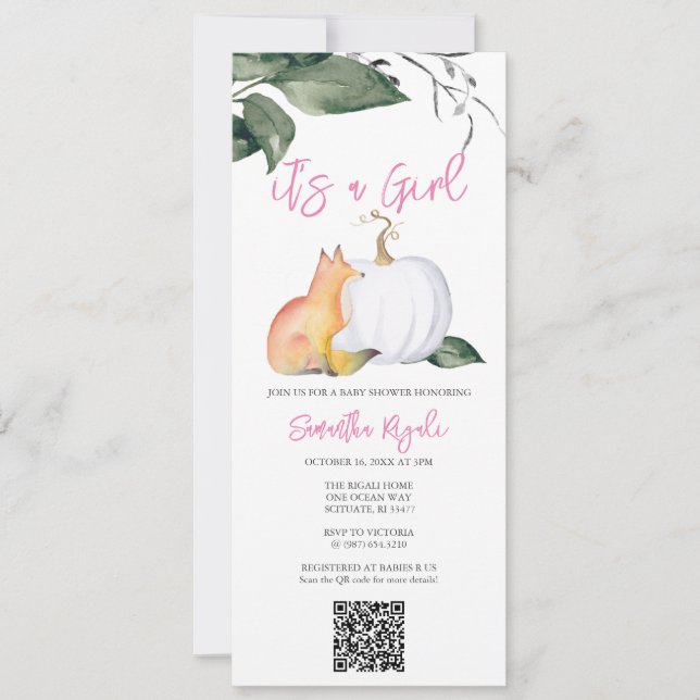 Invitación Watercolor Otoño Woodland Baby Shower (Anverso)