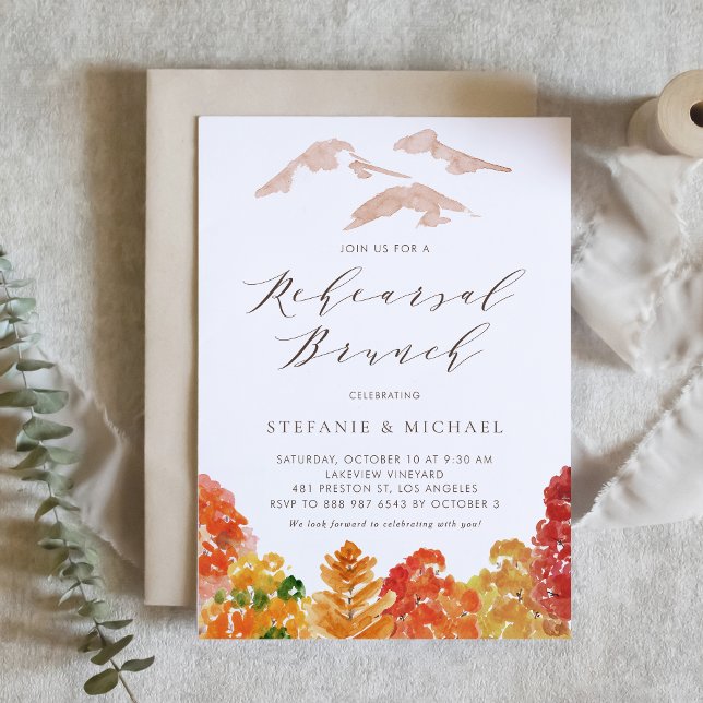 Invitación Watercolor Otoño Woodlands Fall Ensayo Brunch (Subido por el creador)