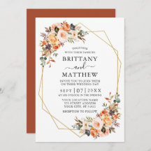 Watercolor Otumn Floral Geo Boda Terracotta