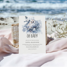 Invitación Watercolor Owl Winter Baby Shower