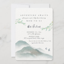 Watercolor Pacific Woodland Mountain Baby Shower