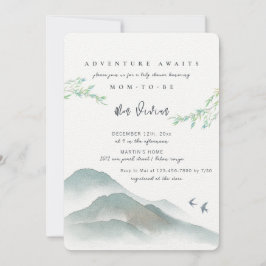 Invitación Watercolor Pacific Woodland Mountain Baby Shower