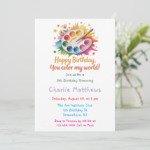 Invitación Watercolor Paint Palette Art Fiesta de cumpleaños