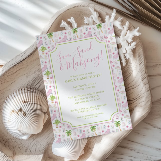 Invitación Watercolor Palm Beach Mahjong Party (Subido por el creador)