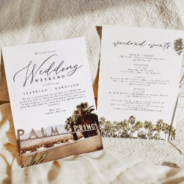 Invitación Watercolor Palm Springs Boda Bienvenida Itinerary