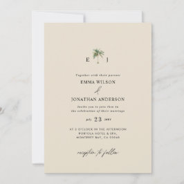 Invitación Watercolor Palm Tree Destination coastal Wedding 