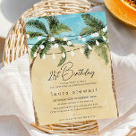 Invitación Watercolor Palm Tree Fairy lights 21st Birthday<br><div class="desc">Invitación de cumpleaños 21ª Invitación a la madrugada de cualquier edad para la celebración de un cumpleaños con un moderno encabezado de caligrafía,  palmeras acuáticas,  playa y luces de hadas. Esta moderna invitación de 21 años es ideal para una fiesta de cumpleaños de verano.</div>