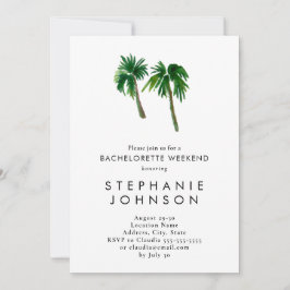 Invitación Watercolor Palm Trepical Tropical Bachelorette