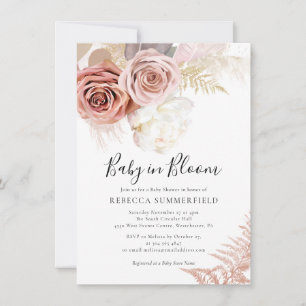 Invitación Watercolor Pampas Grass Boho Chica Baby Shower