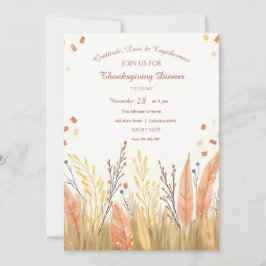 Invitación Watercolor Pampas Grass & Rustic Boho Thankending