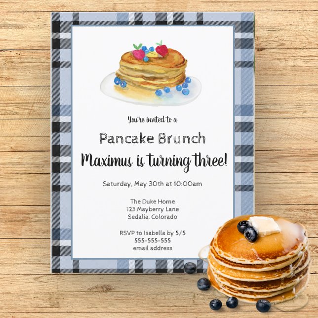 Invitación Watercolor Pancake Brunch Fiesta de cumpleaños (Subido por el creador)