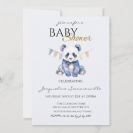 Invitación Watercolor Panda bear Baby Shower
