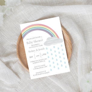 Invitación Watercolor Parejas Arcoiris Baby Shower
