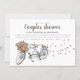 Invitación Watercolor Parejas de bicicleta tándem ducha