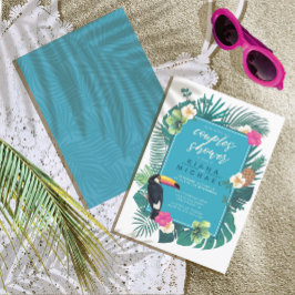 Invitación Watercolor Parejas Tropicales Ducha ID577 Verde az