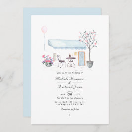 Invitación Watercolor París Código QR Código RSVP Boda