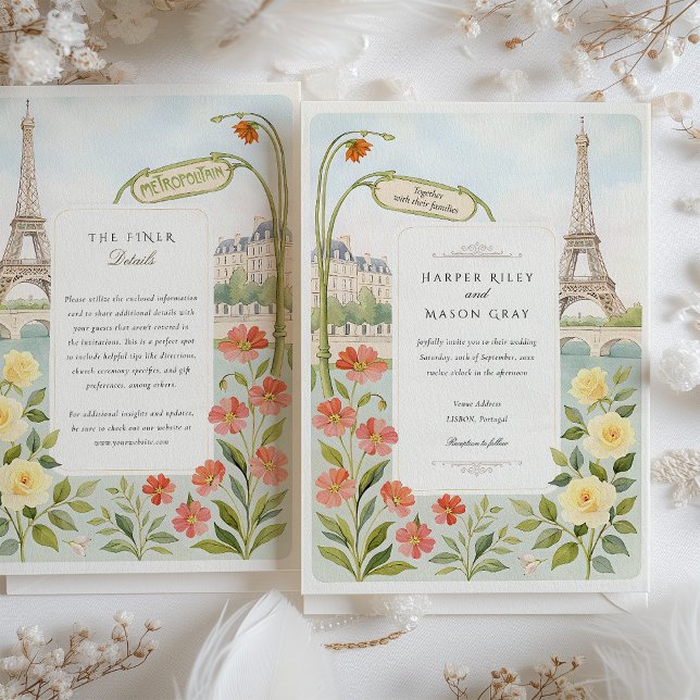 Invitación Watercolor Paris Eiffel Tower Boda (Subido por el creador)
