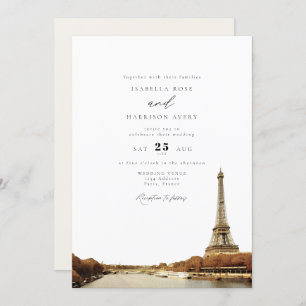 Invitación Watercolor París Francia Torre Eiffel City Boda