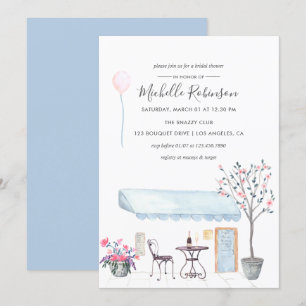 Invitación Watercolor París Tema Bridal Shower