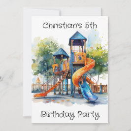Invitación Watercolor Parque de recreo Fiesta del cumpleaños 