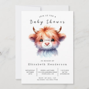 Invitación Watercolor Pastel Barn Cow Baby Shower