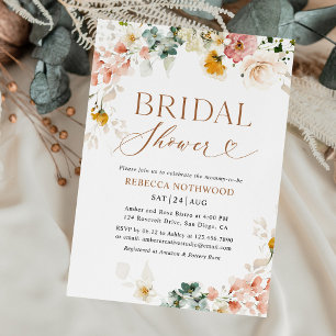 Invitación Watercolor Pastel Flores Bridal Shower