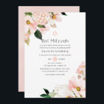 Invitación Watercolor Pastel Rubor Pink Floral Bat Mitzvah<br><div class="desc">Invitación mitzvah de murciélago floral rosa rosa simple y elegante.</div>